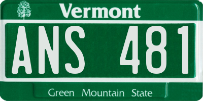 VT license plate ANS481