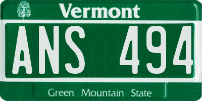 VT license plate ANS494