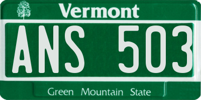 VT license plate ANS503