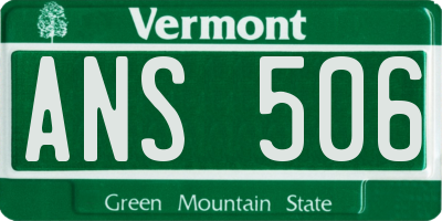 VT license plate ANS506