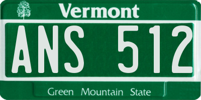 VT license plate ANS512