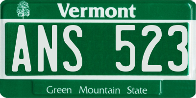 VT license plate ANS523