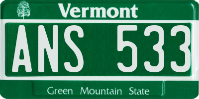 VT license plate ANS533