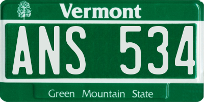 VT license plate ANS534