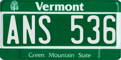 VT license plate ANS536