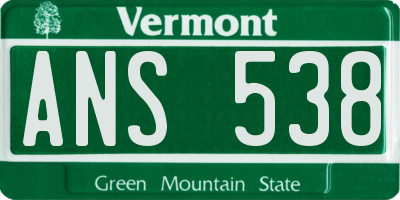 VT license plate ANS538