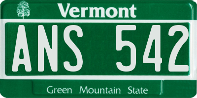VT license plate ANS542