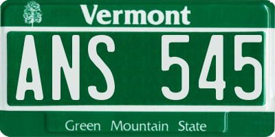 VT license plate ANS545