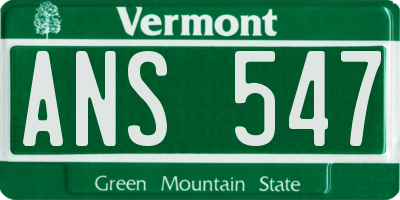 VT license plate ANS547