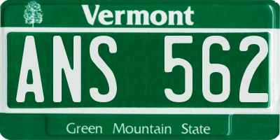 VT license plate ANS562