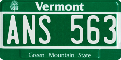 VT license plate ANS563