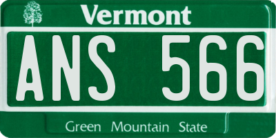 VT license plate ANS566