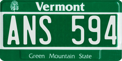 VT license plate ANS594