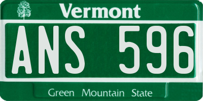 VT license plate ANS596