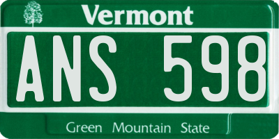 VT license plate ANS598