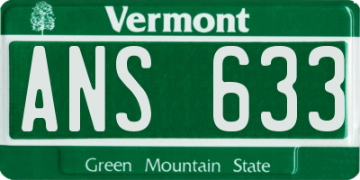 VT license plate ANS633