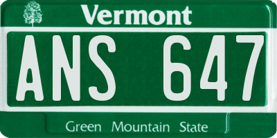 VT license plate ANS647