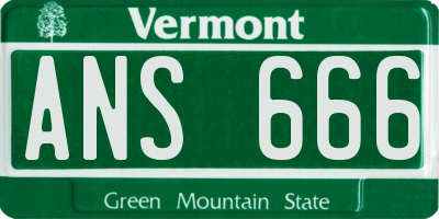 VT license plate ANS666