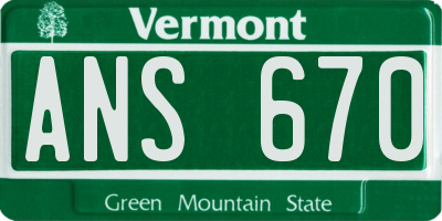VT license plate ANS670