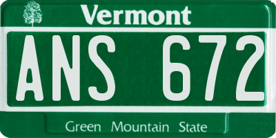 VT license plate ANS672