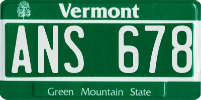 VT license plate ANS678