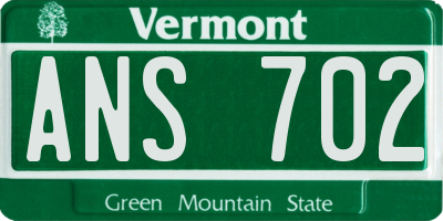 VT license plate ANS702