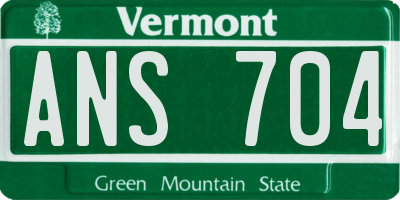VT license plate ANS704