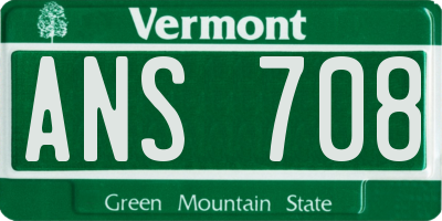 VT license plate ANS708
