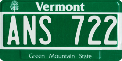 VT license plate ANS722