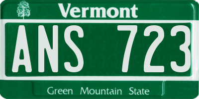 VT license plate ANS723