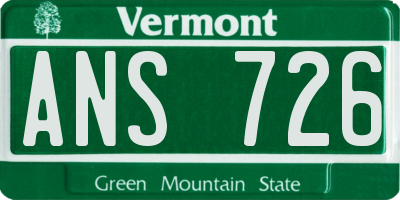 VT license plate ANS726