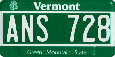 VT license plate ANS728