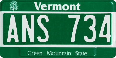 VT license plate ANS734