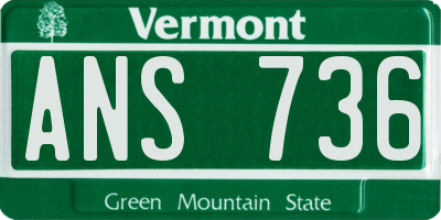 VT license plate ANS736
