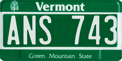 VT license plate ANS743