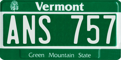 VT license plate ANS757