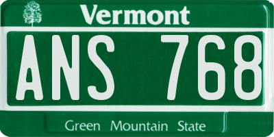 VT license plate ANS768