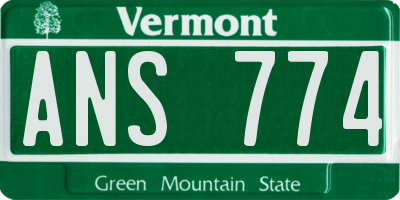 VT license plate ANS774