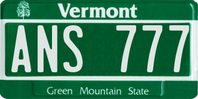 VT license plate ANS777