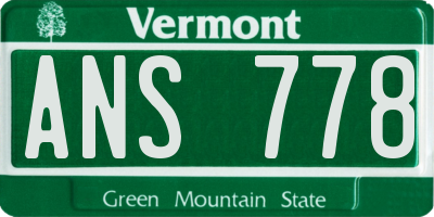 VT license plate ANS778