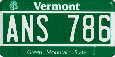 VT license plate ANS786