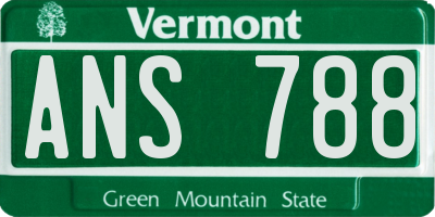 VT license plate ANS788