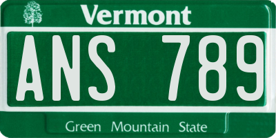 VT license plate ANS789