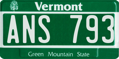 VT license plate ANS793