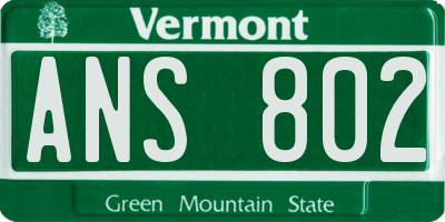 VT license plate ANS802