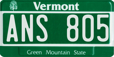VT license plate ANS805