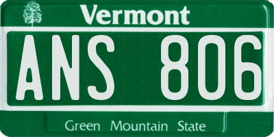 VT license plate ANS806