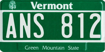 VT license plate ANS812
