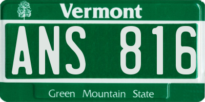 VT license plate ANS816