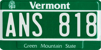 VT license plate ANS818